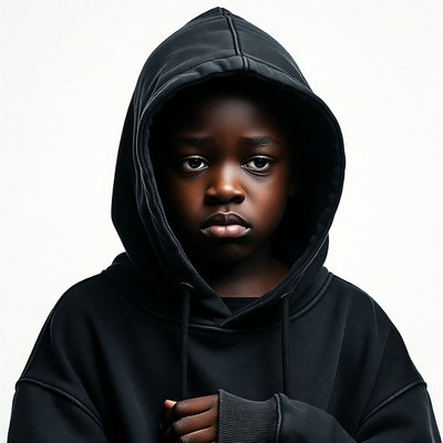 African boy in black hoodie