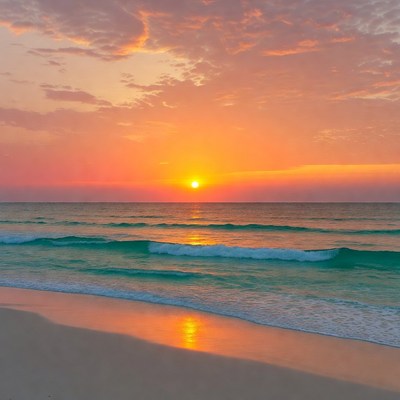 Vibrant Sunset over Ocean Beach