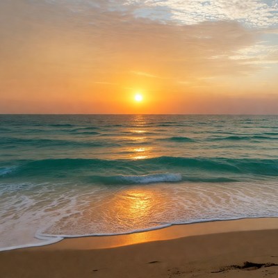 Sunset over ocean beach