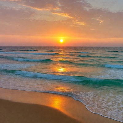 Sunset over ocean beach