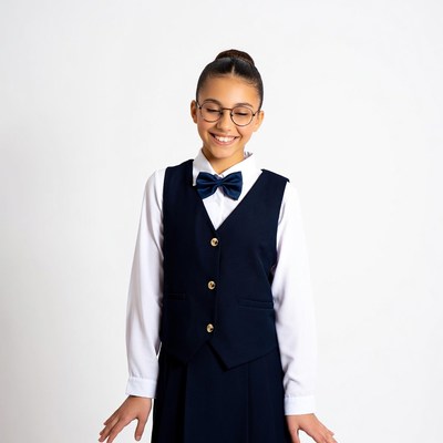 Smiling girl in school uniform