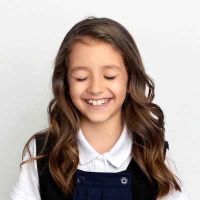 Smiling girl in school uniform