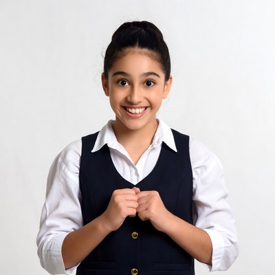 Smiling girl in school uniform