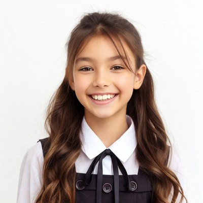 Smiling Asian girl in school uniform