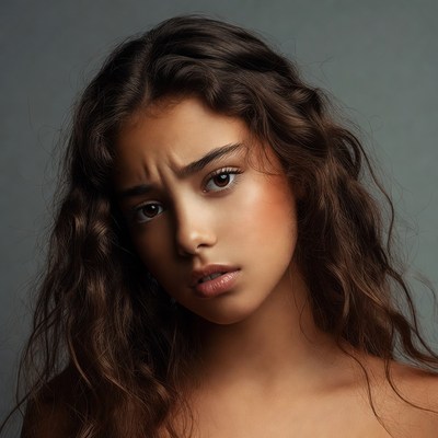 Young woman with confused expression