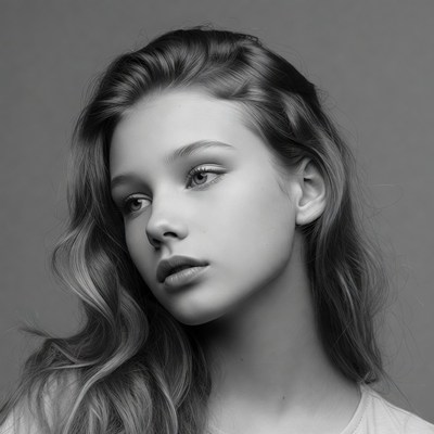 Beautiful young woman profile portrait