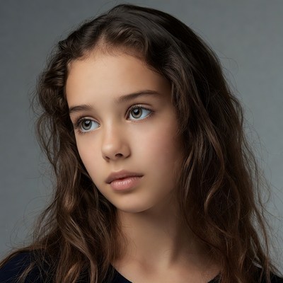 Teen girl with wavy brown hair