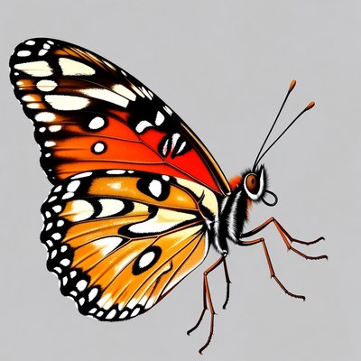 Orange Black Monarch Butterfly