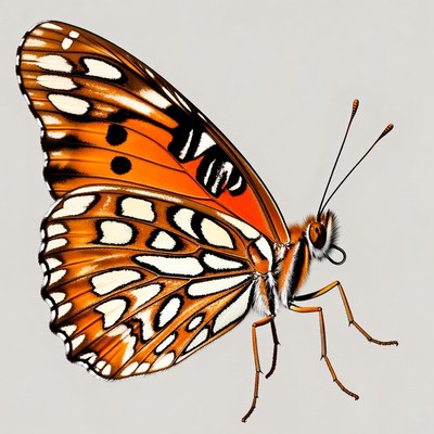 Orange butterfly with white spots