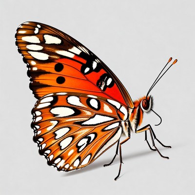 Orange butterfly with white spots