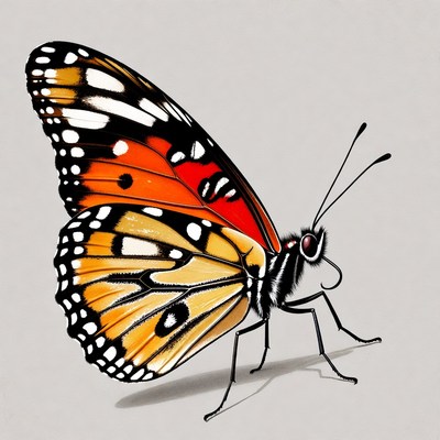 Monarch Butterfly on White Background
