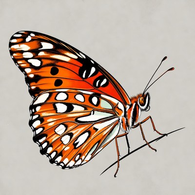 Orange butterfly on twig