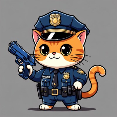 Cute orange cat police officer