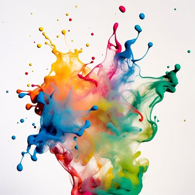 Colorful Paint Splashes on White