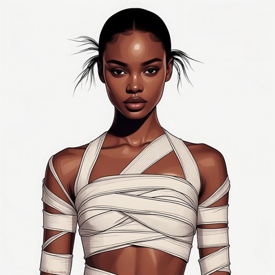 African-American woman in white bandages