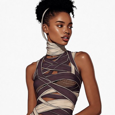 African-American woman in bandage dress