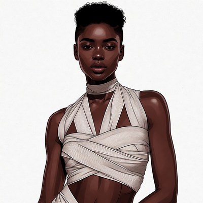 African-American woman in white bandages