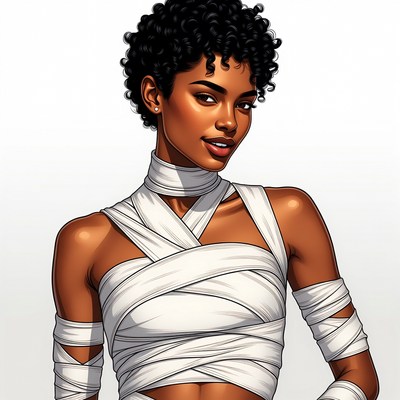 African-American woman in white bandages