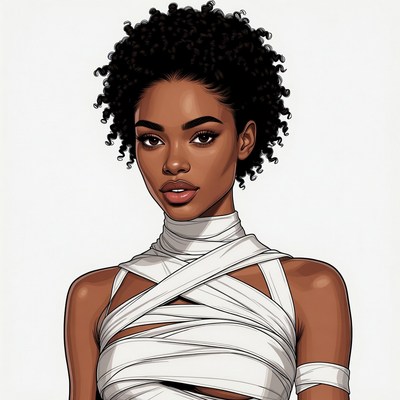African-American woman in white bandages