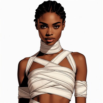 African-American woman in white bandages