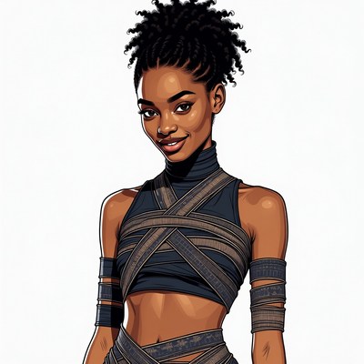 African-American woman in black costume