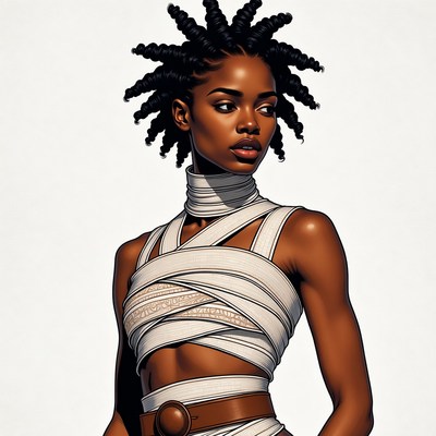 Black woman in mummy bandage outfit