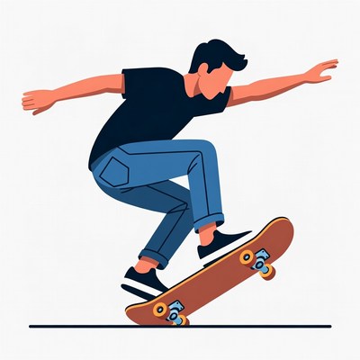 Man skateboarding in dynamic pose