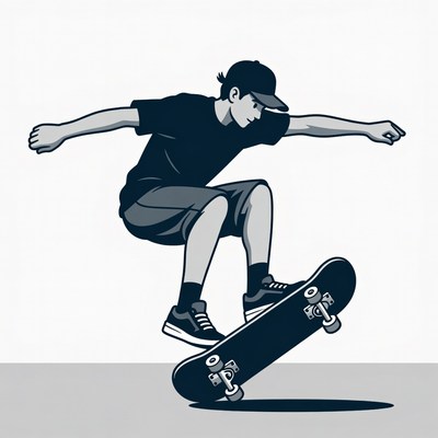 Boy skateboarding in mid-air jump