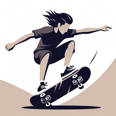 Skateboarder performing jump illustration