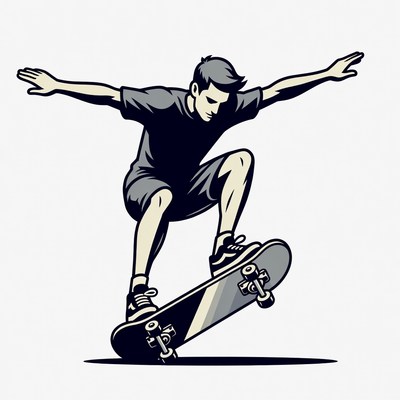 Man skateboarding in mid-air
