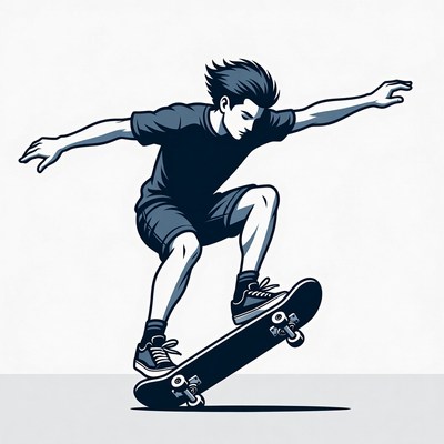 Boy skateboarding in dynamic pose
