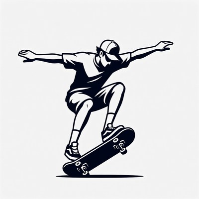 Boy skateboarding silhouette illustration