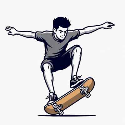 Boy skateboarding in ollie jump