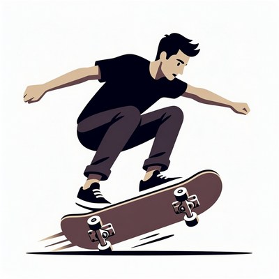 Young man skateboarding illustration