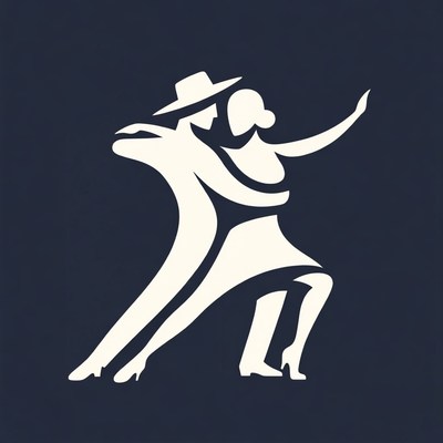 Silhouette couple dancing tango