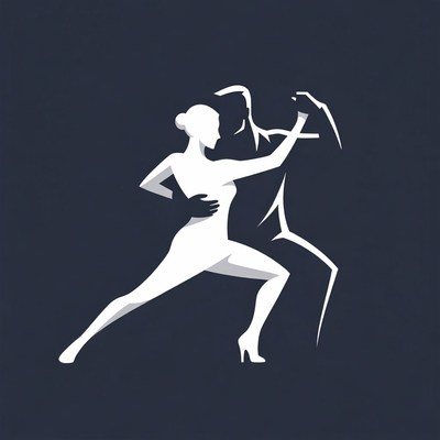 Silhouette Couple Dancing Tango