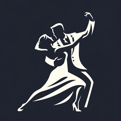 Silhouette couple dancing tango