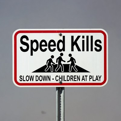 Speed Kills Children at Play Sign
