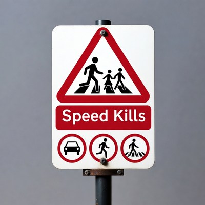 Speed Kills Pedestrian Crossing Sign