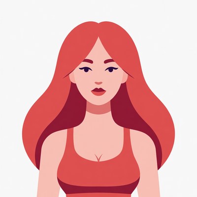 Red-haired Asian woman illustration