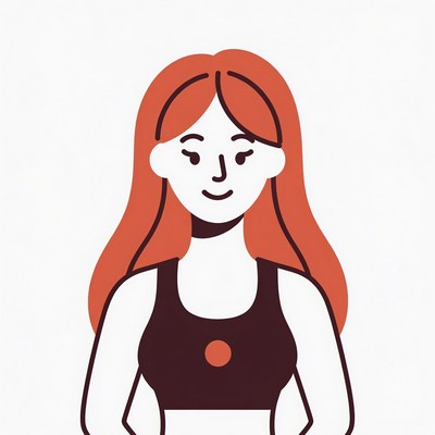 Smiling woman with long red hair