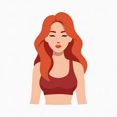 Redhead Woman in Red Sports Bra