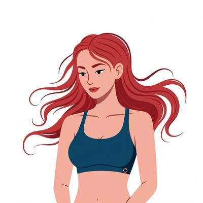 Woman with flowing red hair