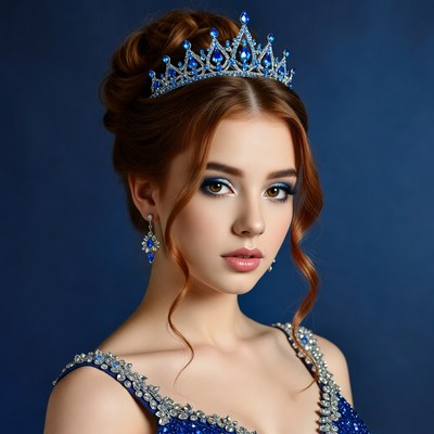 Woman wearing sparkling blue crown