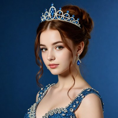 Young woman wearing blue tiara