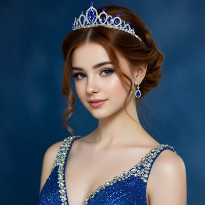 Woman wearing sparkling blue tiara