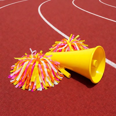 Cheerleader Pom Poms and Megaphone on Track