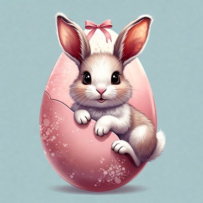 Cute bunny in pink Easter egg