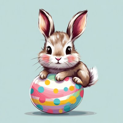 Cute bunny on Easter egg