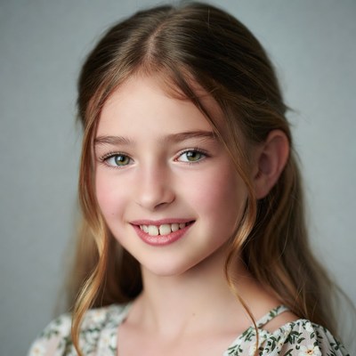 Smiling girl with green eyes